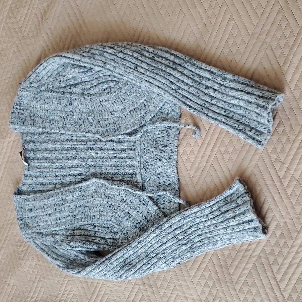 Caslon gray mohair cropped cardigan sweater